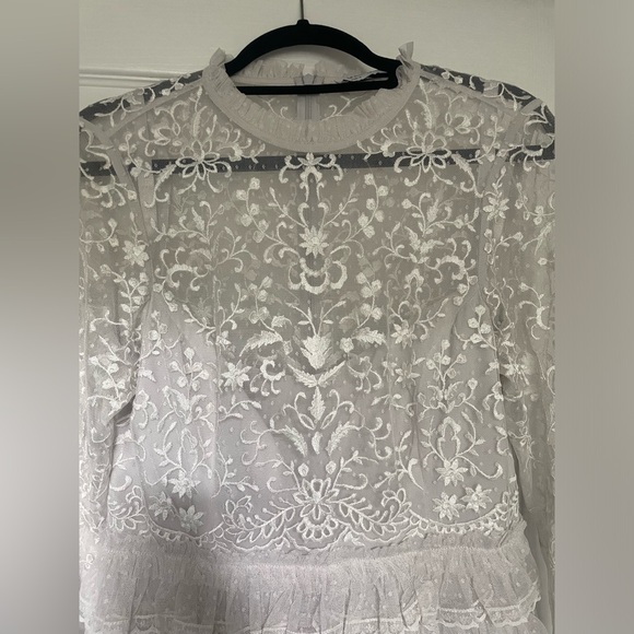 Mac Duggal Embroidered Long Sleeve Ruffled Tiered Dress - Picture 3 of 8